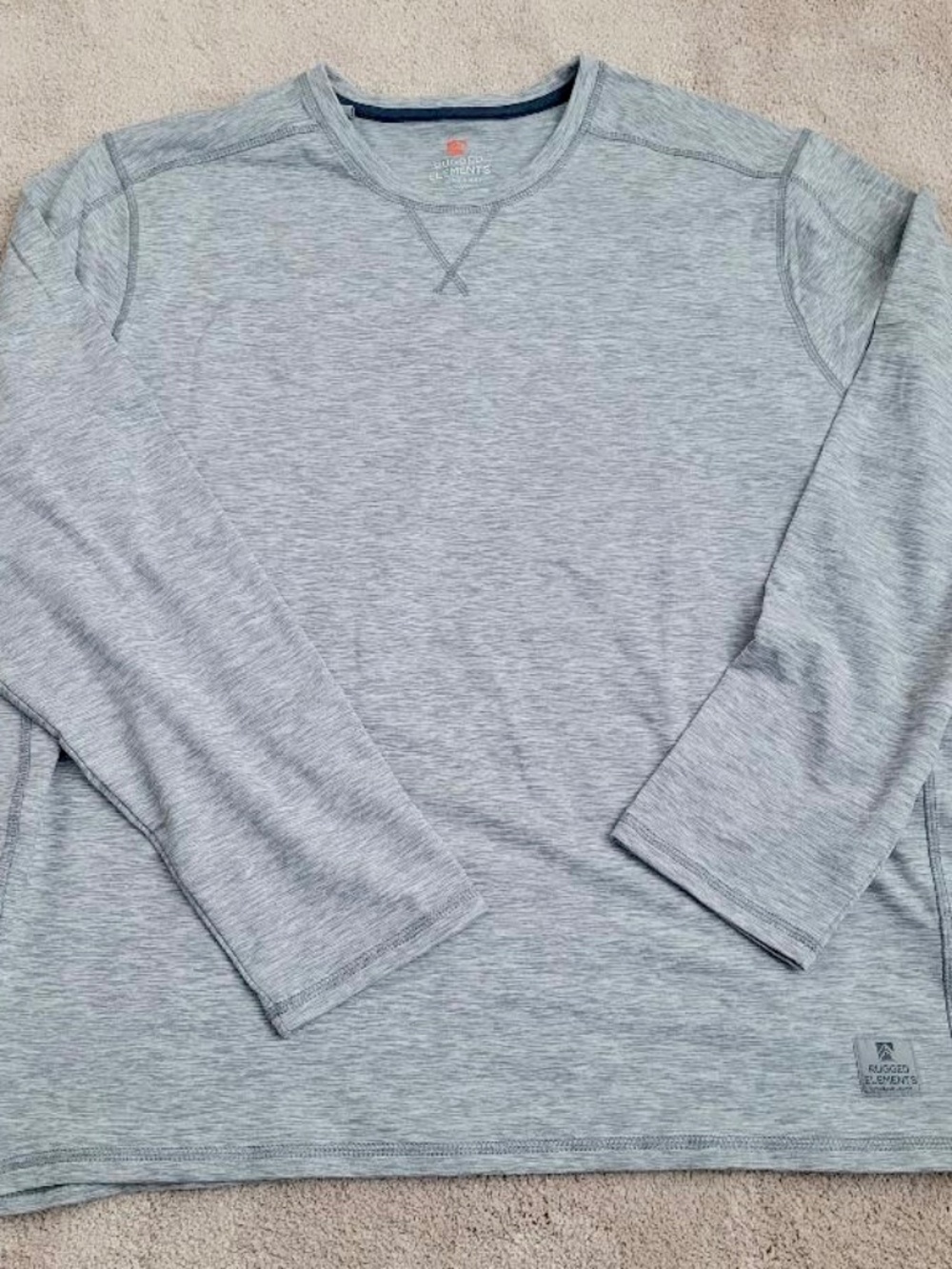 RUGGED ELEMENTS Durable Utility Long Sleeve Tee Shirt For Men Grey Size XXL